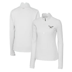 Philadelphia Eagles Cutter & Buck Women's Gridiron Classics Logo DryTec Traverse Stretch Quarter-Zip Pullover Top - White Pullover