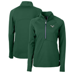 Philadelphia Eagles Cutter & Buck Women's Gridiron Classics Logo Adapt Eco Knit Stretch Recycled Half-Zip Pullover Top - Green Pullover