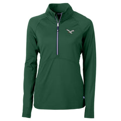 Philadelphia Eagles Cutter & Buck Women's Gridiron Classics Logo Adapt Eco Knit Stretch Recycled Half-Zip Pullover Top - Green Pullover