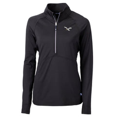 Philadelphia Eagles Cutter & Buck Women's Gridiron Classics Logo Adapt Eco Knit Stretch Recycled Half-Zip Pullover Top - Black Pullover