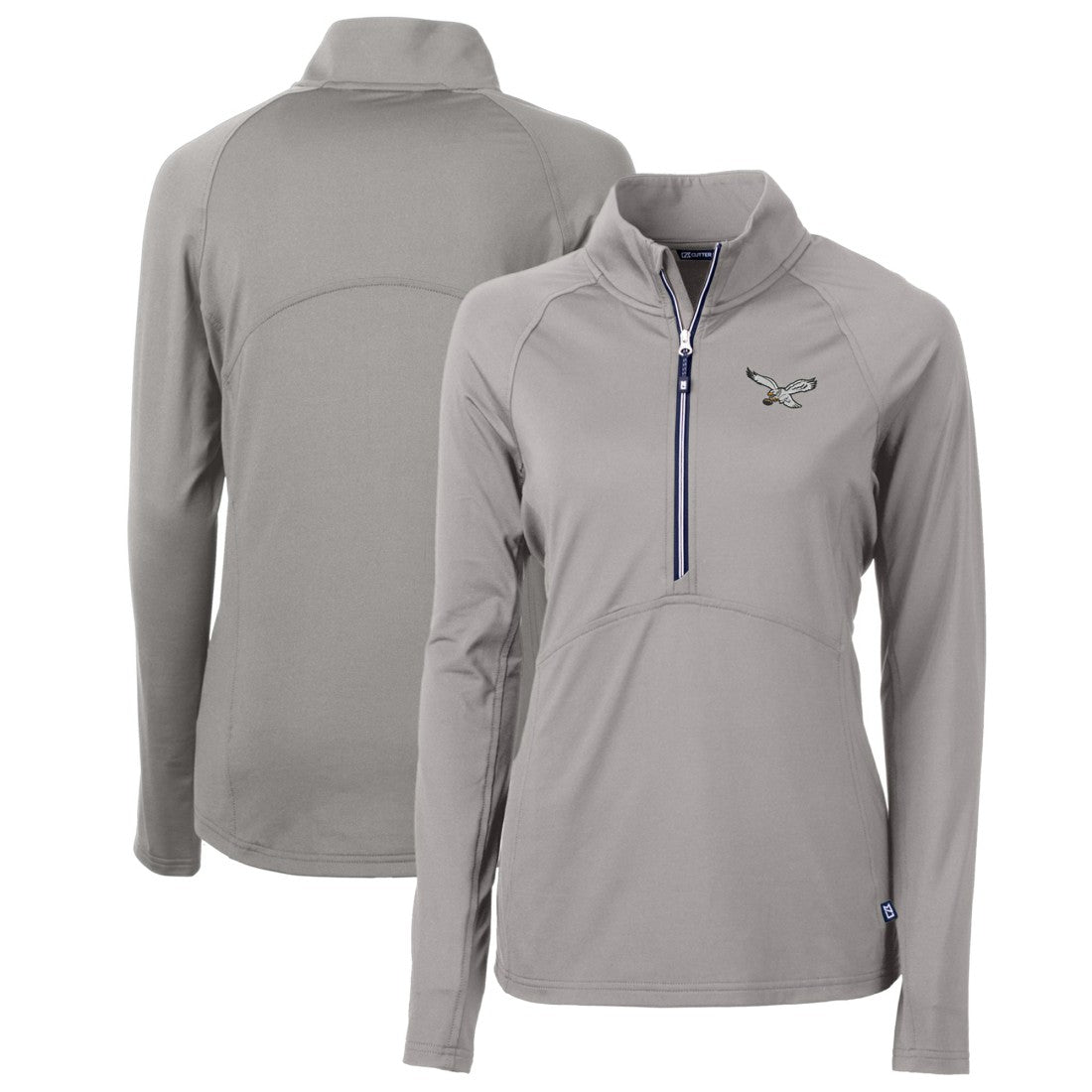 Philadelphia Eagles Cutter & Buck Women's Gridiron Classics Logo Adapt Eco Knit Stretch Recycled Half-Zip Pullover Top - Gray Pullover