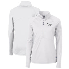 Philadelphia Eagles Cutter & Buck Women's Gridiron Classics Logo Adapt Eco Knit Stretch Recycled Half-Zip Pullover Top - White Pullover