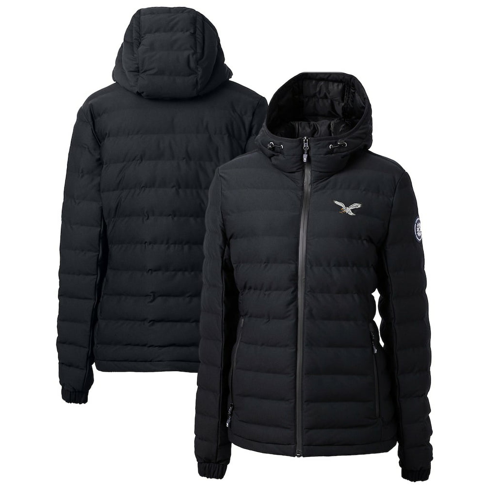 Philadelphia Eagles Cutter & Buck Women's Gridiron Classics Logo Mission Ridge Repreve Eco Insulated Full-Zip Puffer Jacket - Black Jackets