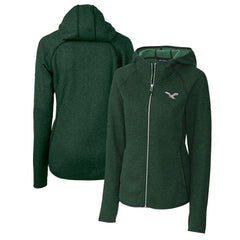 Philadelphia Eagles Cutter & Buck Women's Gridiron Classics Logo Mainsail Sweater-Knit Full-Zip Hoodie - Green Hoodies