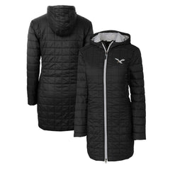 Philadelphia Eagles Cutter & Buck Women's Gridiron Classics Logo Rainier Primaloft Eco Insulated Hooded Long Coat - Black