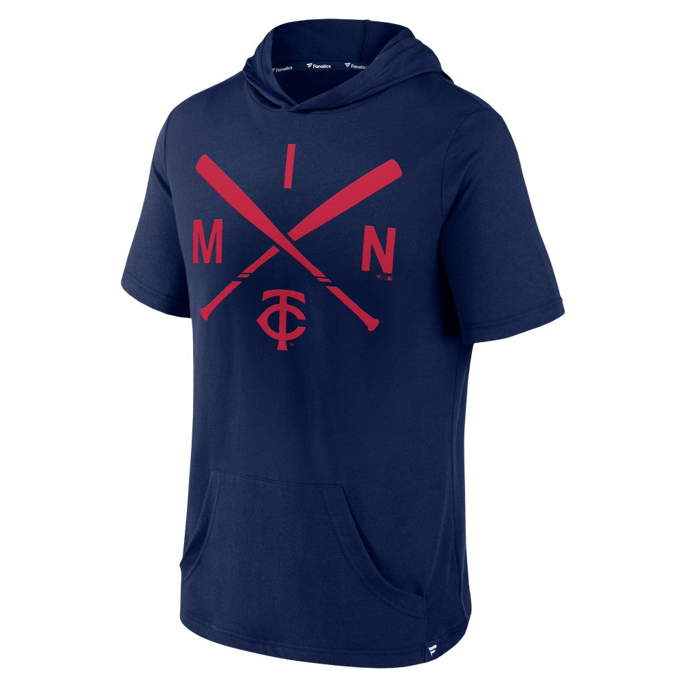 Minnesota Twins Fanatics Iconic Rebel Short Sleeve Hooded Top - Navy Tops