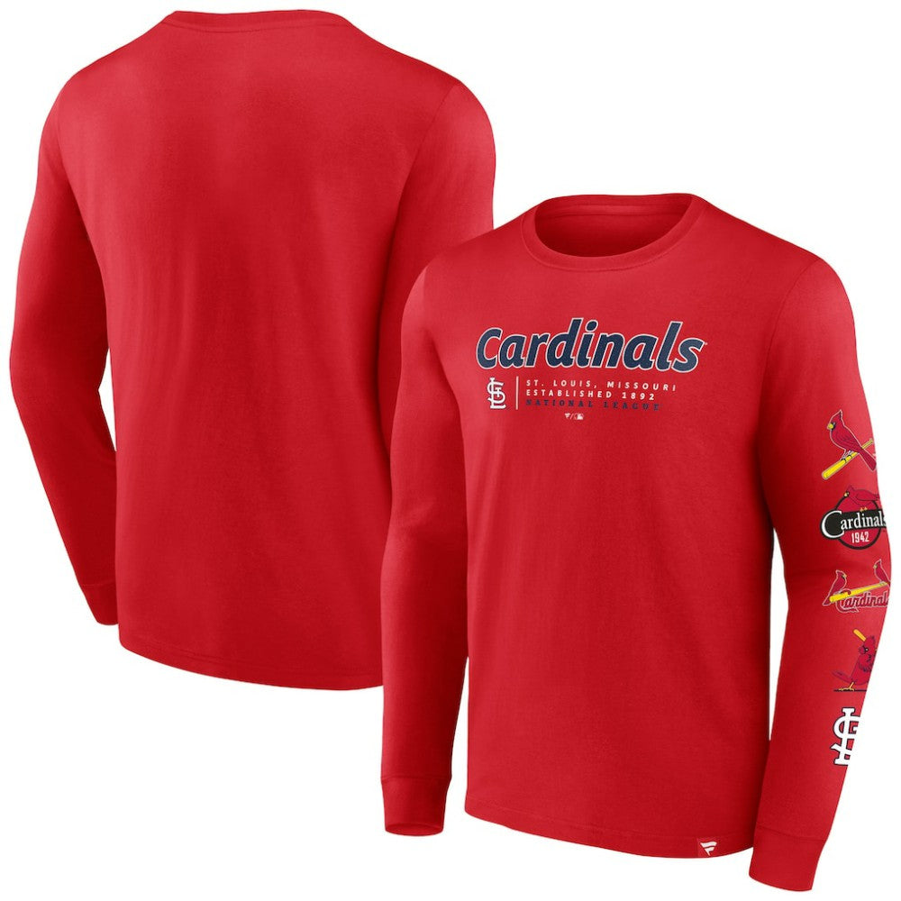 St. Louis Cardinals Fanatics Strike the Goal Long Sleeve T-Shirt - Red T-shirts