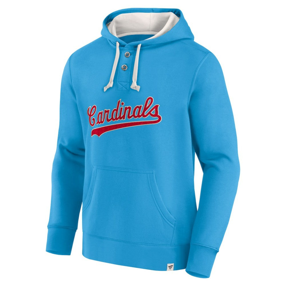 Fanatics St. Louis Cardinals Light Blue Plan for Adversity Henley Fleece Pullover Hoodie Hoodies