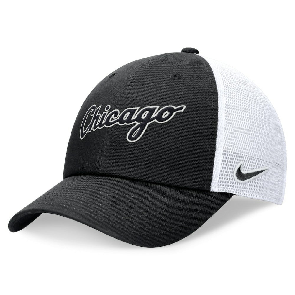 Chicago White Sox Nike Wordmark Adjustable Trucker Hat - Black Hats