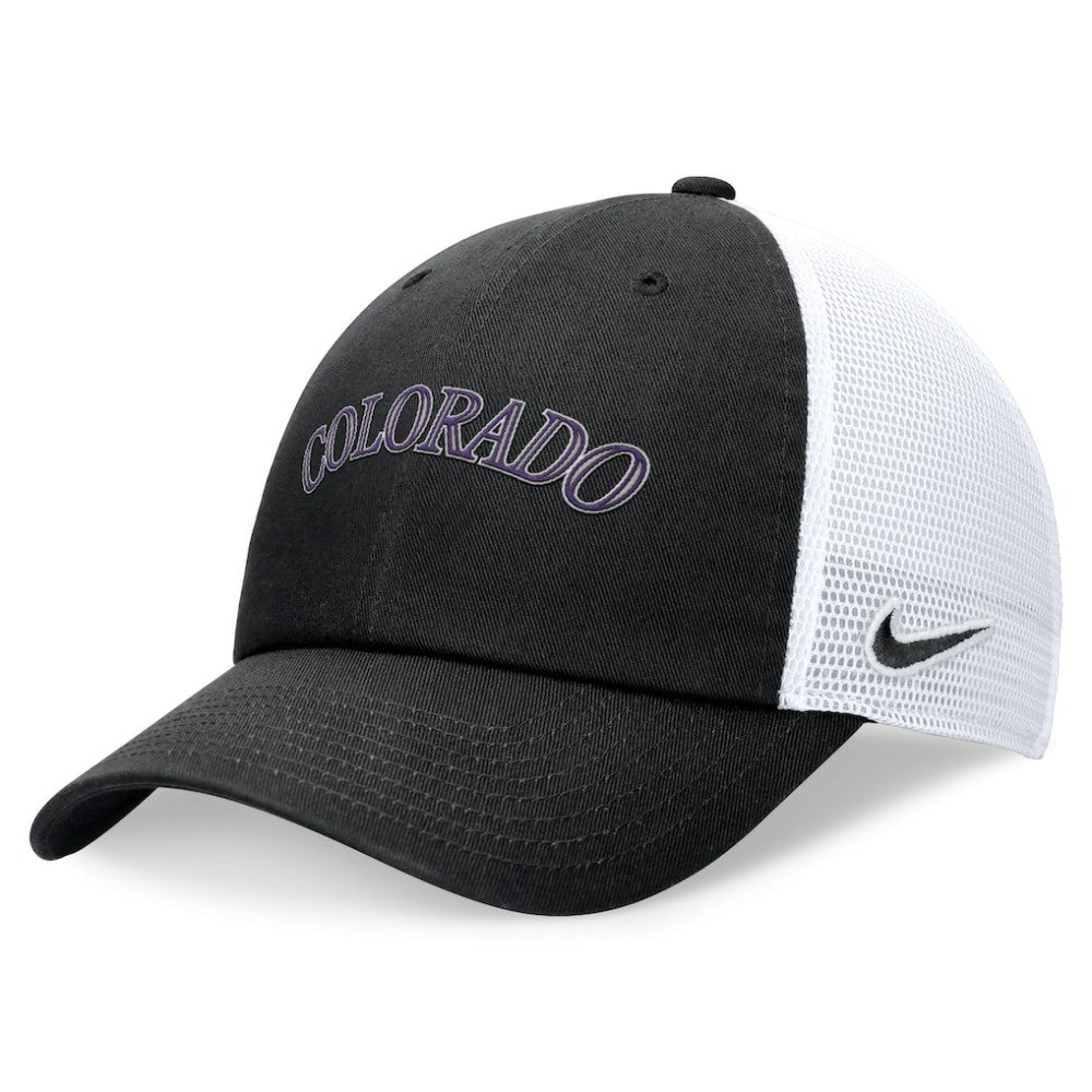 Colorado Rockies Nike Wordmark Adjustable Trucker Hat - Black Hats