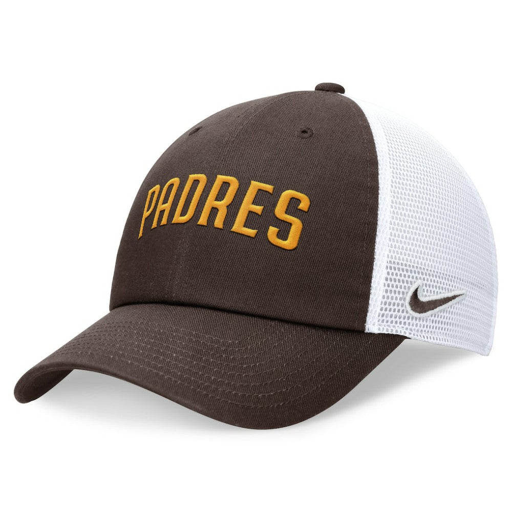 San Diego Padres Nike Wordmark Adjustable Trucker Hat - Brown Hats