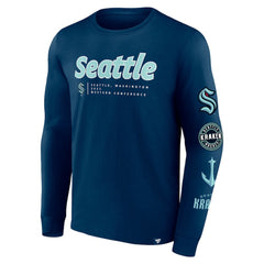 Seattle Kraken Fanatics Strike the Goal Long Sleeve T-Shirt - Deep Sea Blue | US 200250617