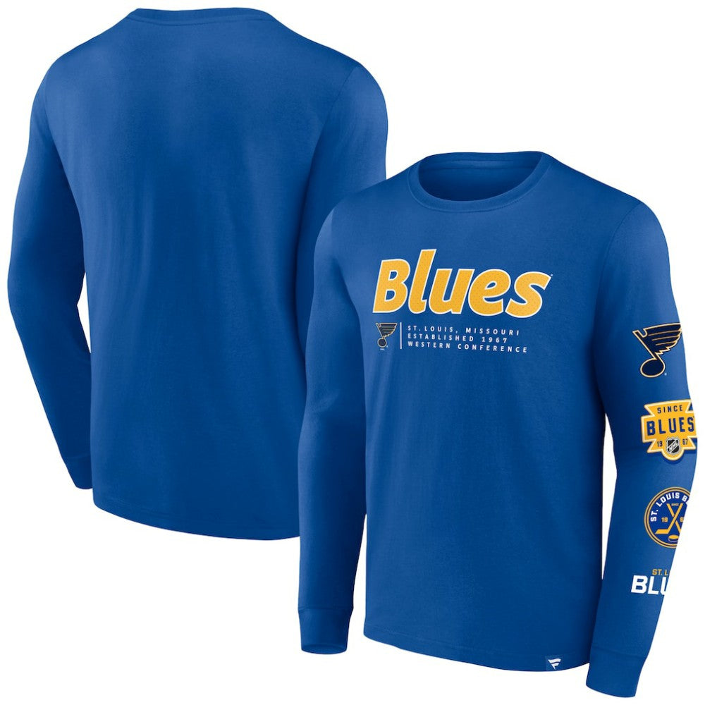 St. Louis Blues Fanatics Strike the Goal Long Sleeve T-Shirt - Blue | US 200250631
