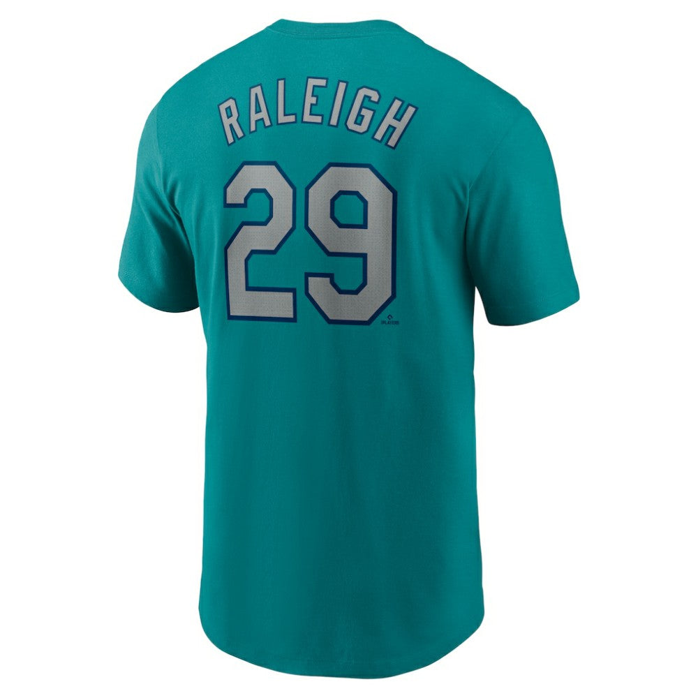 Cal Raleigh Seattle Mariners Nike Fuse Name & Number Inline T-Shirt - Aqua T-shirts