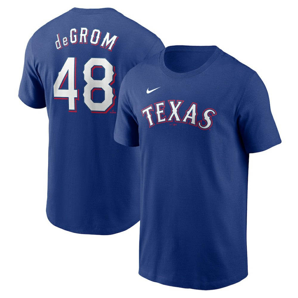 Jacob deGrom Texas Rangers Nike Fuse Name & Number T-Shirt - Royal T-shirts