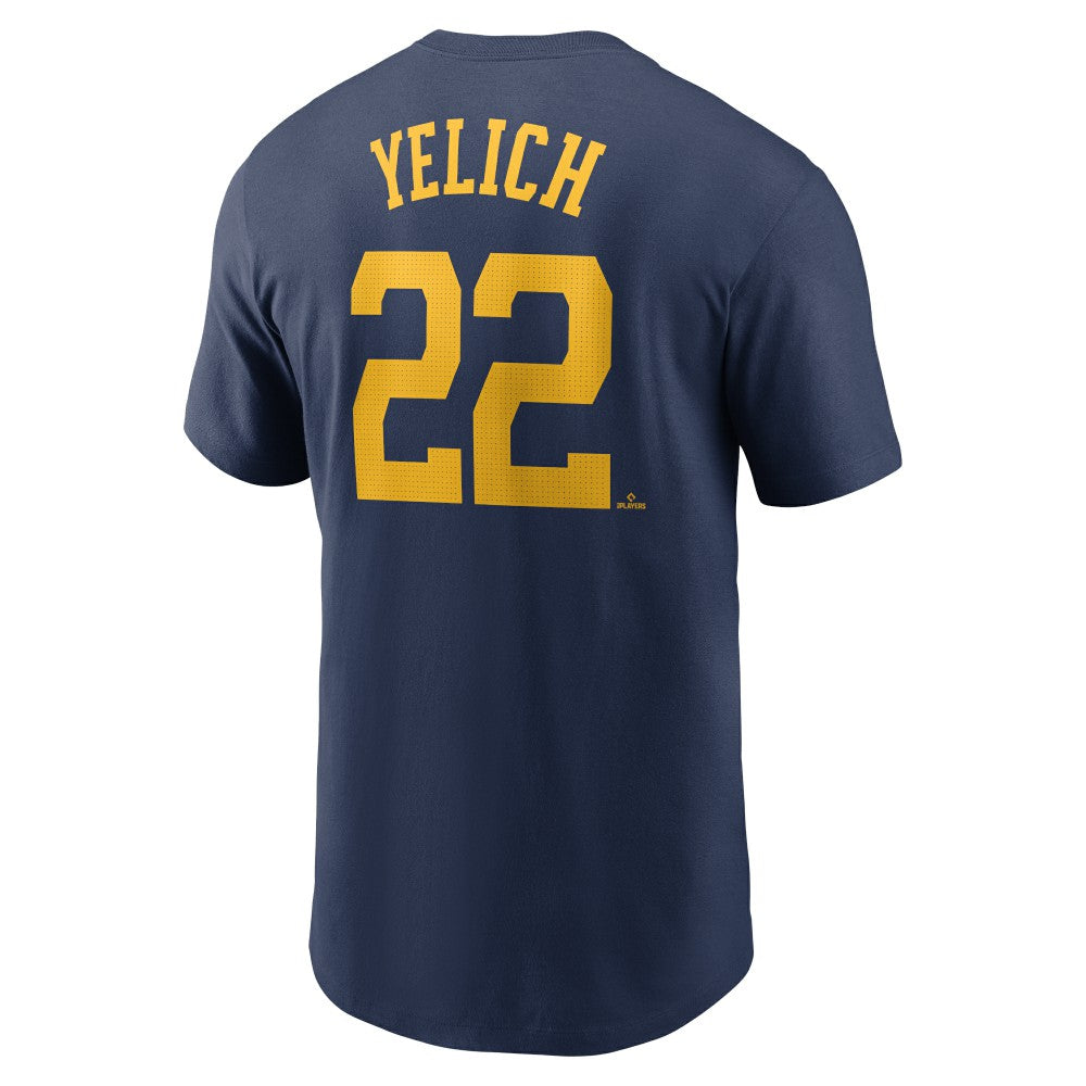 Christian Yelich Milwaukee Brewers Nike Fuse Name & Number T-Shirt - Navy T-shirts