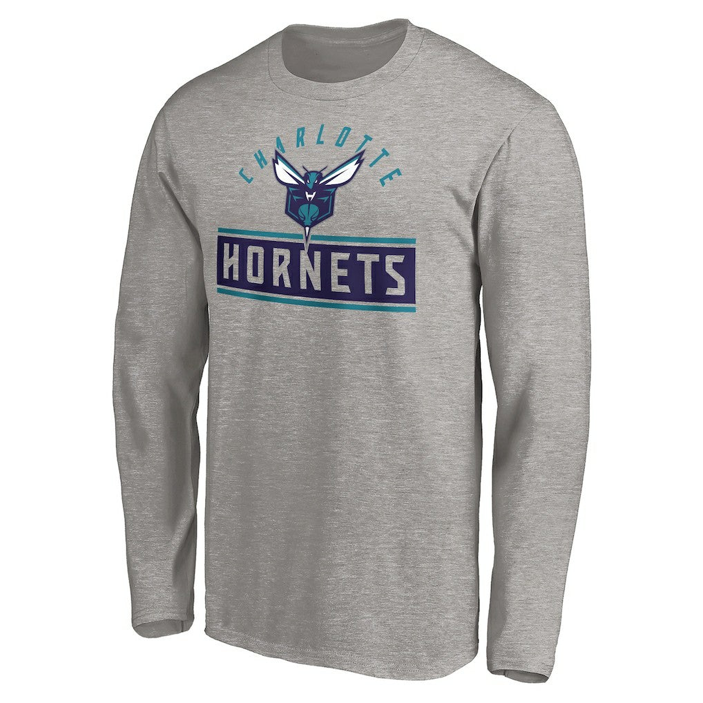 Charlotte Hornets Team Arch Knockout Long Sleeve T-Shirt Heather Gray