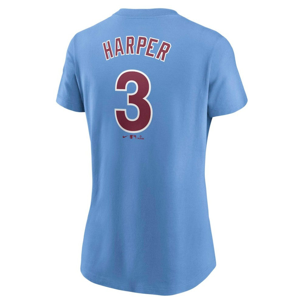 Bryce Harper Philadelphia Phillies Nike Women's Cooperstown Collection Fuse Name & Number T-Shirt - Light Blue T-shirts