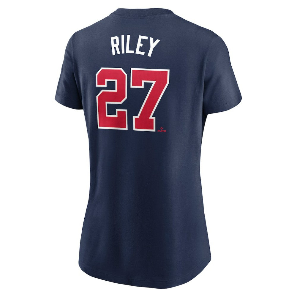 Austin Riley Atlanta Braves Nike Women's Cooperstown Collection Fuse Name & Number T-Shirt - Navy T-shirts