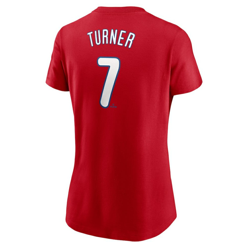 Trea Turner Philadelphia Phillies Nike Women's Cooperstown Collection Fuse Name & Number T-Shirt - Red T-shirts