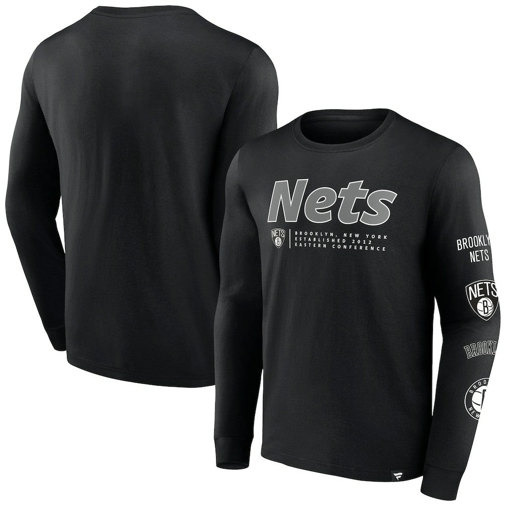 Brooklyn Nets Baseline Long Sleeve T-Shirt Black - Fanatics