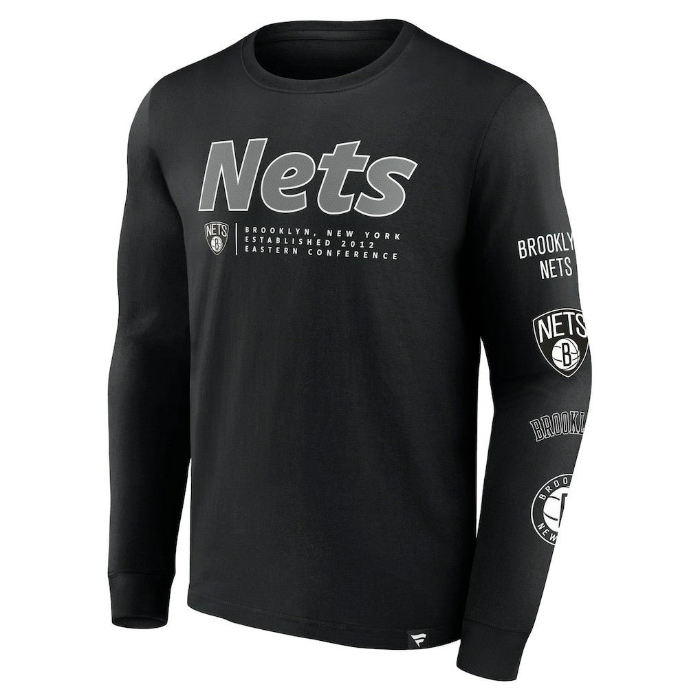 Brooklyn Nets Baseline Long Sleeve T-Shirt Black - Fanatics