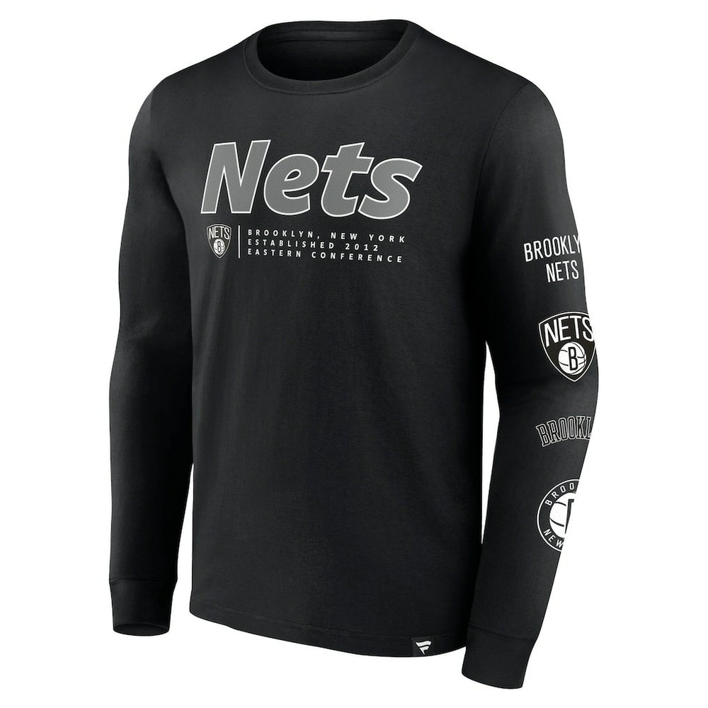 Brooklyn Nets Baseline Long Sleeve T-Shirt Black - Fanatics