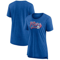 Philadelphia 76ers Women's League Leader Tri-Blend T-Shirt Heather Royal - Fanatics