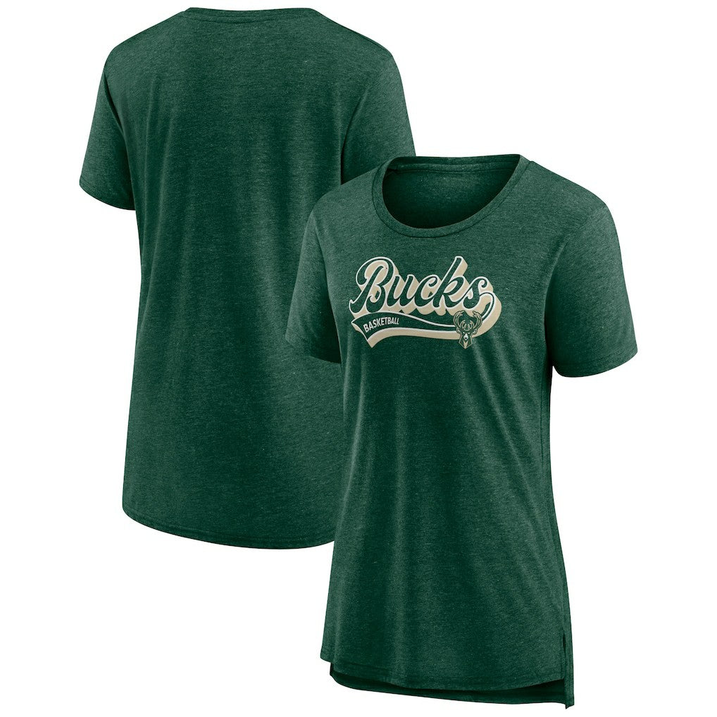 Milwaukee Bucks Women's League Leader Tri-Blend T-Shirt Hunter Green - Fanatics