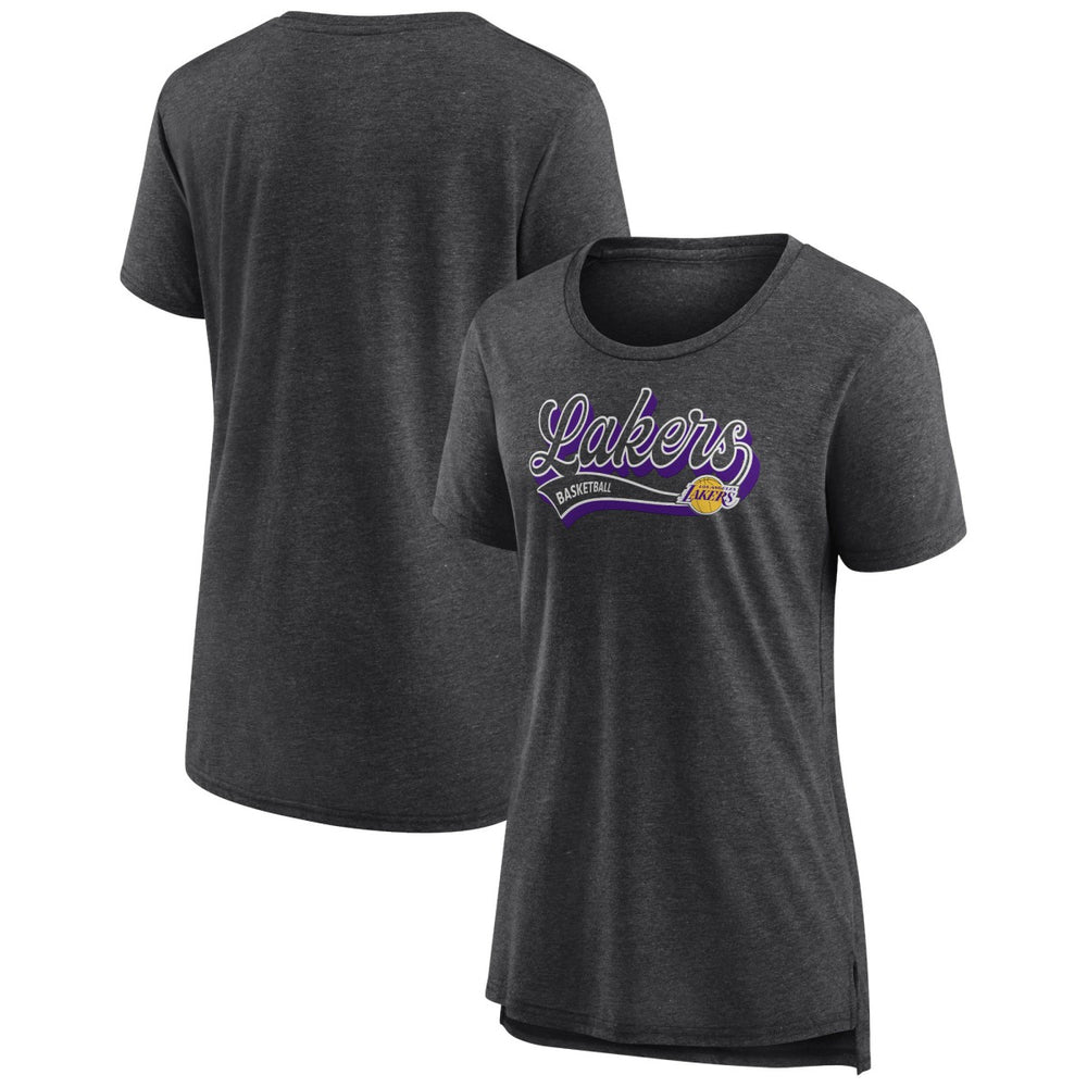 Los Angeles Lakers Women's League Leader Tri-Blend T-Shirt Heather Charcoal - Fanatics