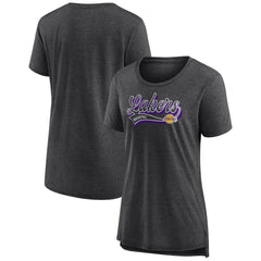 Los Angeles Lakers Women's League Leader Tri-Blend T-Shirt Heather Charcoal - Fanatics