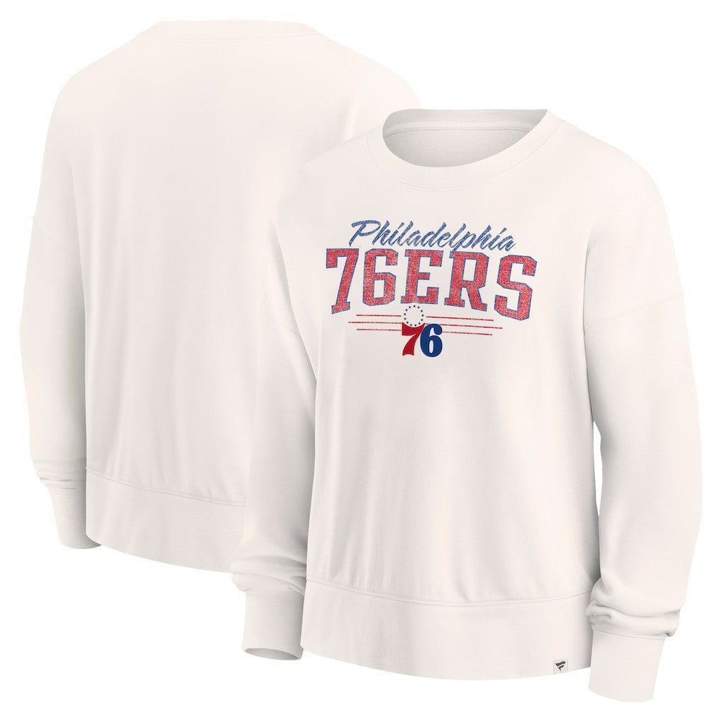 Philadelphia 76ers Women's Close the Game Pullover Sweatshirt Cream - Fanatics