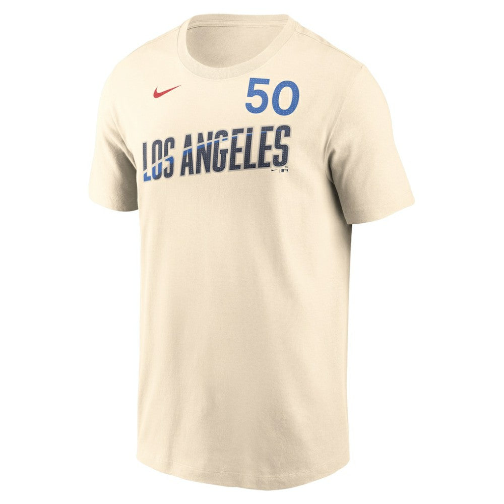 Mookie Betts Los Angeles Dodgers Nike 2024 City Connect Fuse Name & Number T-Shirt - Cream T-shirts