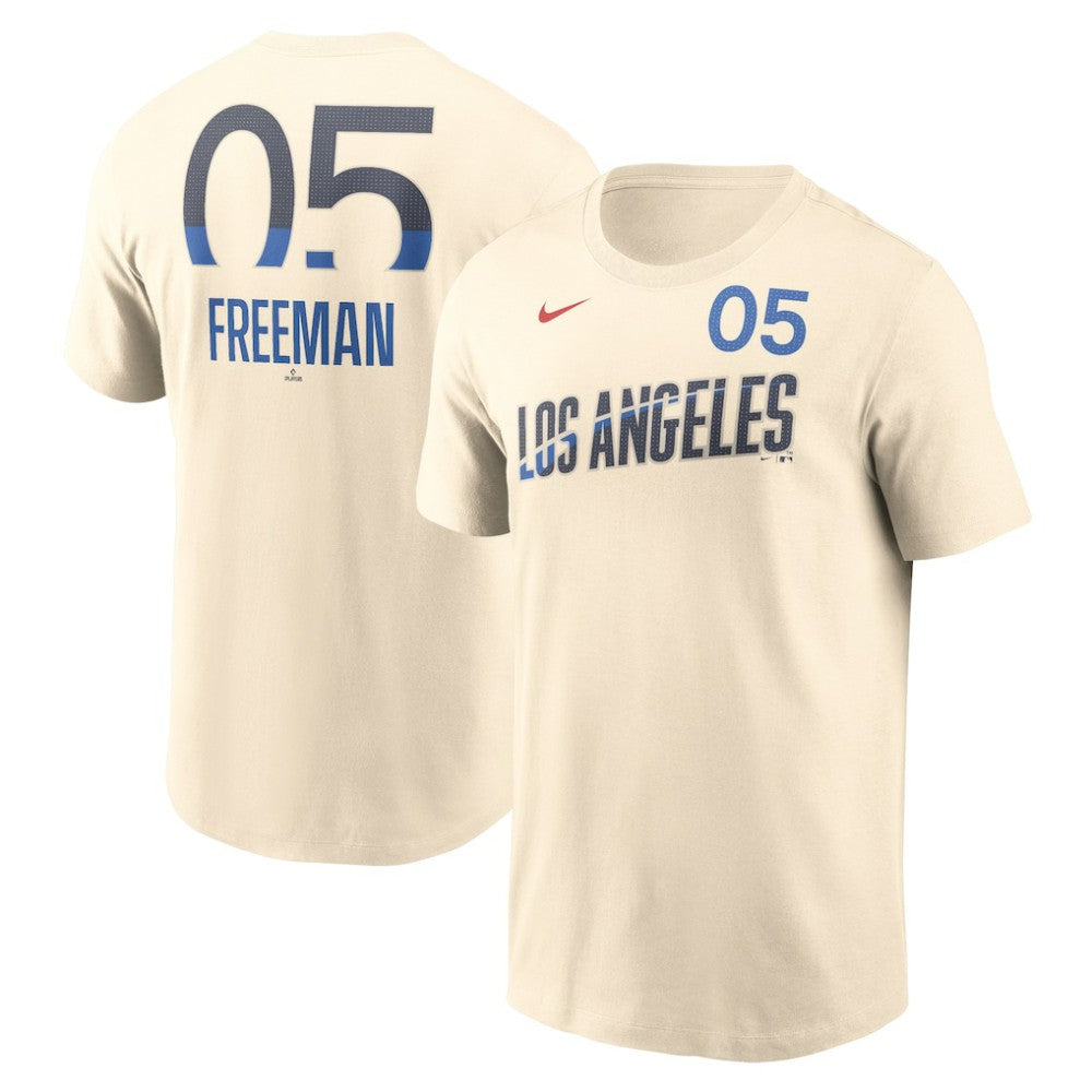 Freddie Freeman Los Angeles Dodgers Nike 2024 City Connect Fuse Name & Number T-Shirt - Cream T-shirts