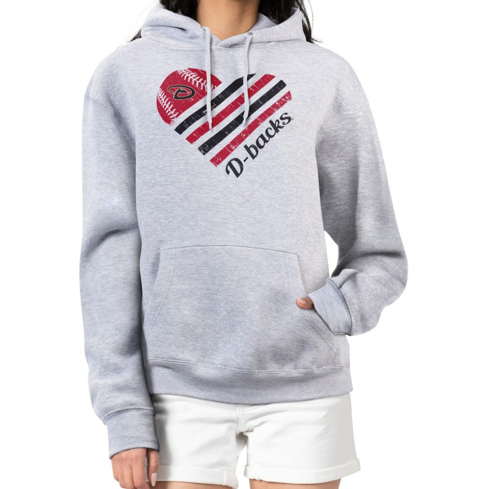 Arizona Diamondbacks G-III 4Her by Carl Banks Women's Heart Fleece Pullover Hoodie - Heather Gray Hoodies