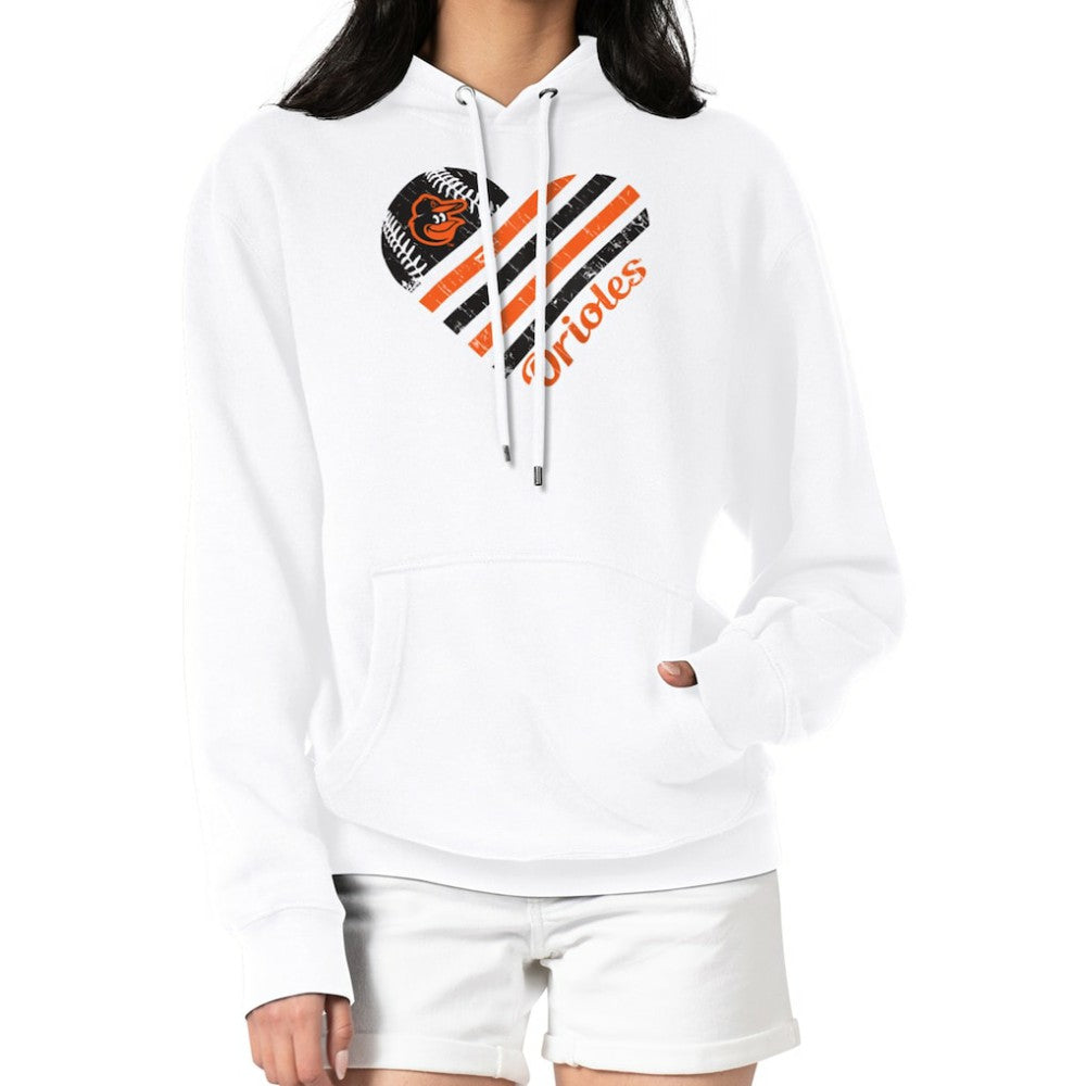 Baltimore Orioles G-III 4Her by Carl Banks Women's Heart Fleece Pullover Hoodie - White Hoodies
