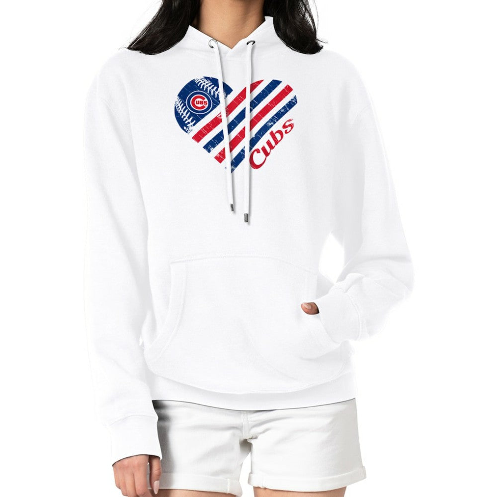 Chicago Cubs G-III 4Her by Carl Banks Women's Heart Fleece Pullover Hoodie - White Hoodies