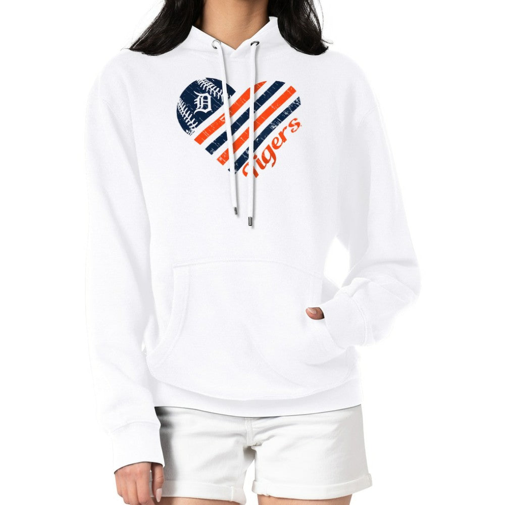 Detroit Tigers G-III 4Her by Carl Banks Women's Heart Fleece Pullover Hoodie - White Hoodies
