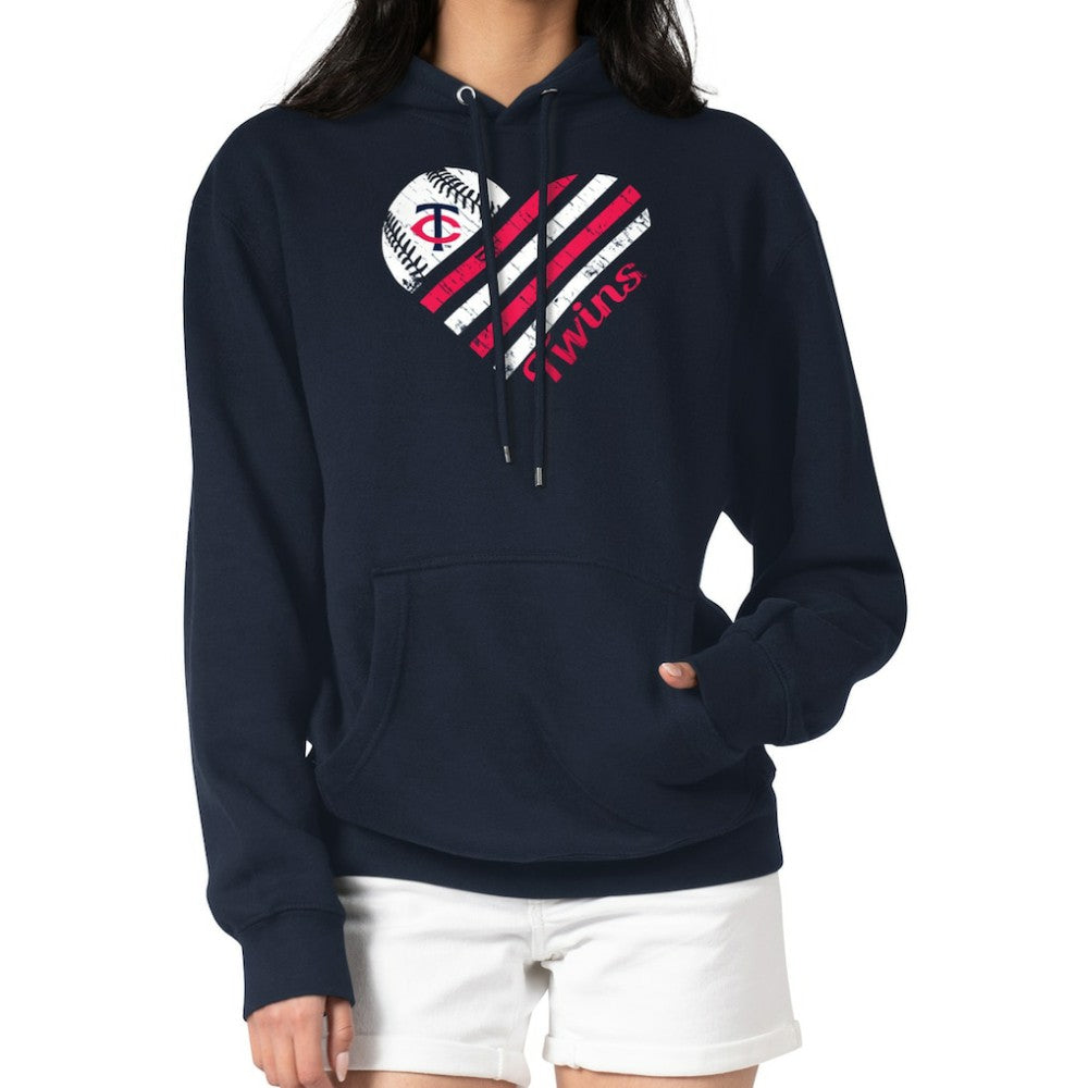 Minnesota Twins G-III 4Her by Carl Banks Women's Heart Fleece Pullover Hoodie - Navy Hoodies
