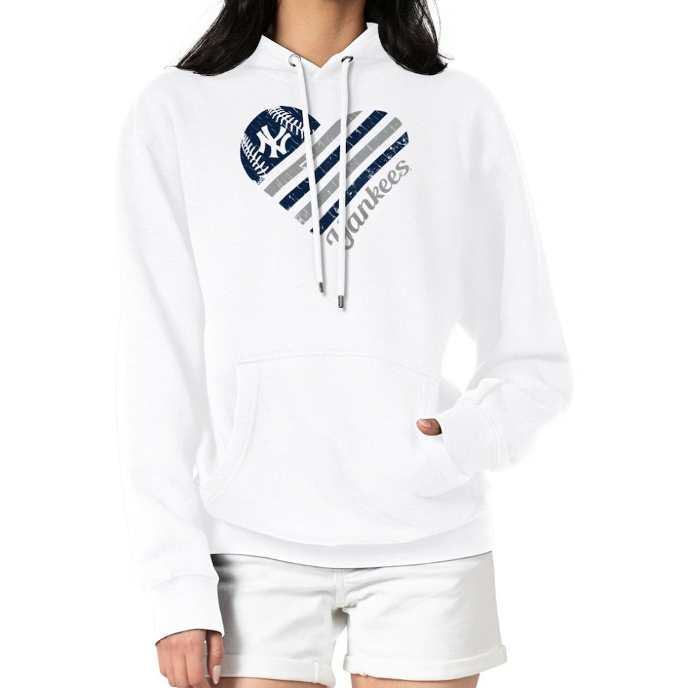 New York Yankees G-III 4Her by Carl Banks Women's Heart Fleece Pullover Hoodie - White Hoodies