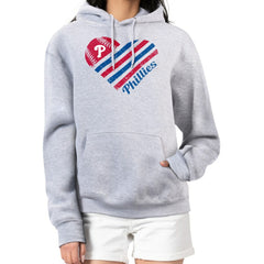 Philadelphia Phillies G-III 4Her by Carl Banks Women's Heart Fleece Pullover Hoodie - Heather Gray Hoodies