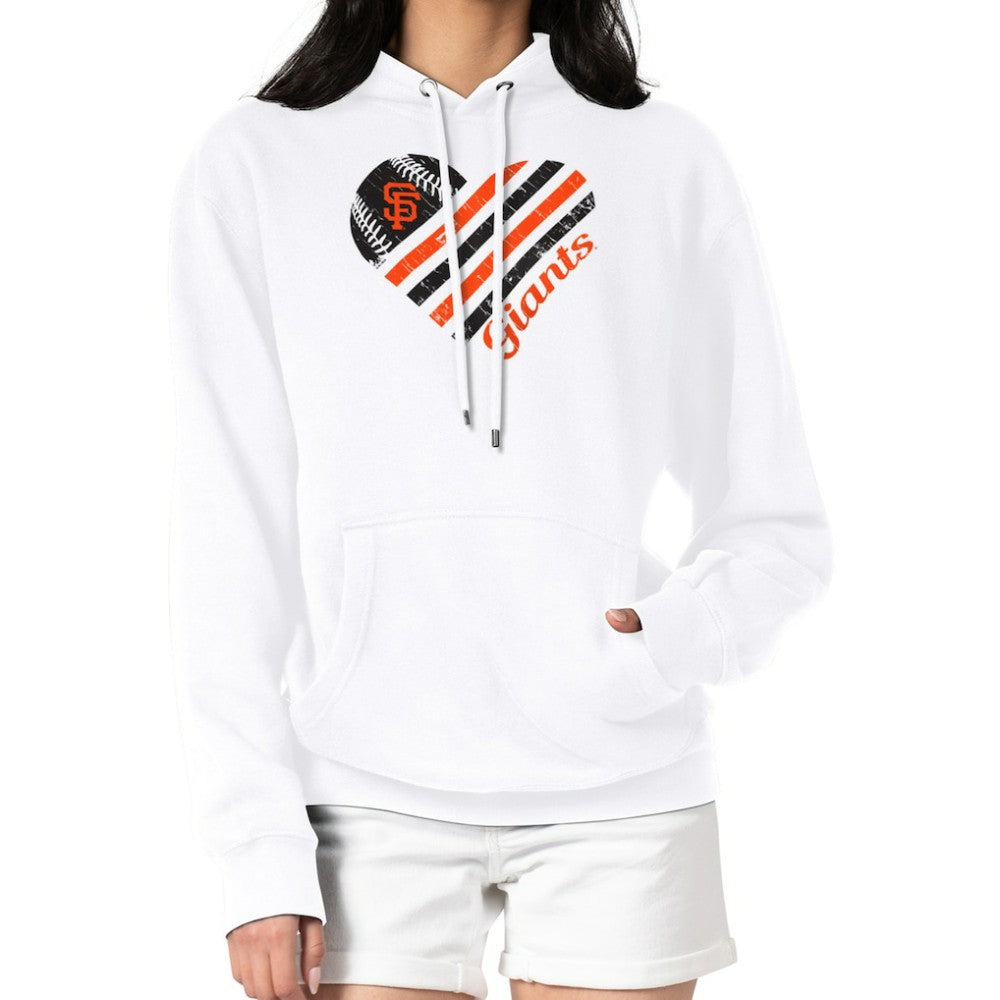San Francisco Giants G-III 4Her by Carl Banks Women's Heart Fleece Pullover Hoodie - White Hoodies