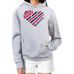 Washington Nationals G-III 4Her by Carl Banks Women's Heart Fleece Pullover Hoodie - Heather Gray Hoodies