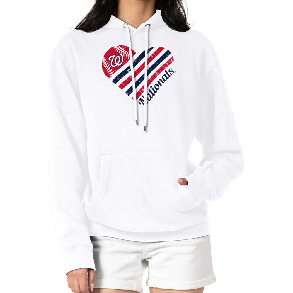 Washington Nationals G-III 4Her by Carl Banks Women's Heart Fleece Pullover Hoodie - White Hoodies