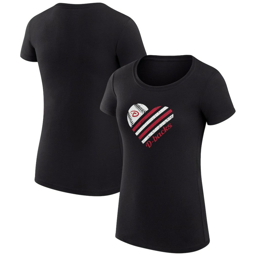 Arizona Diamondbacks G-III 4Her by Carl Banks Women's Super-Slim Fit Lightweight Heart Graphic T-Shirt - Black T-shirts