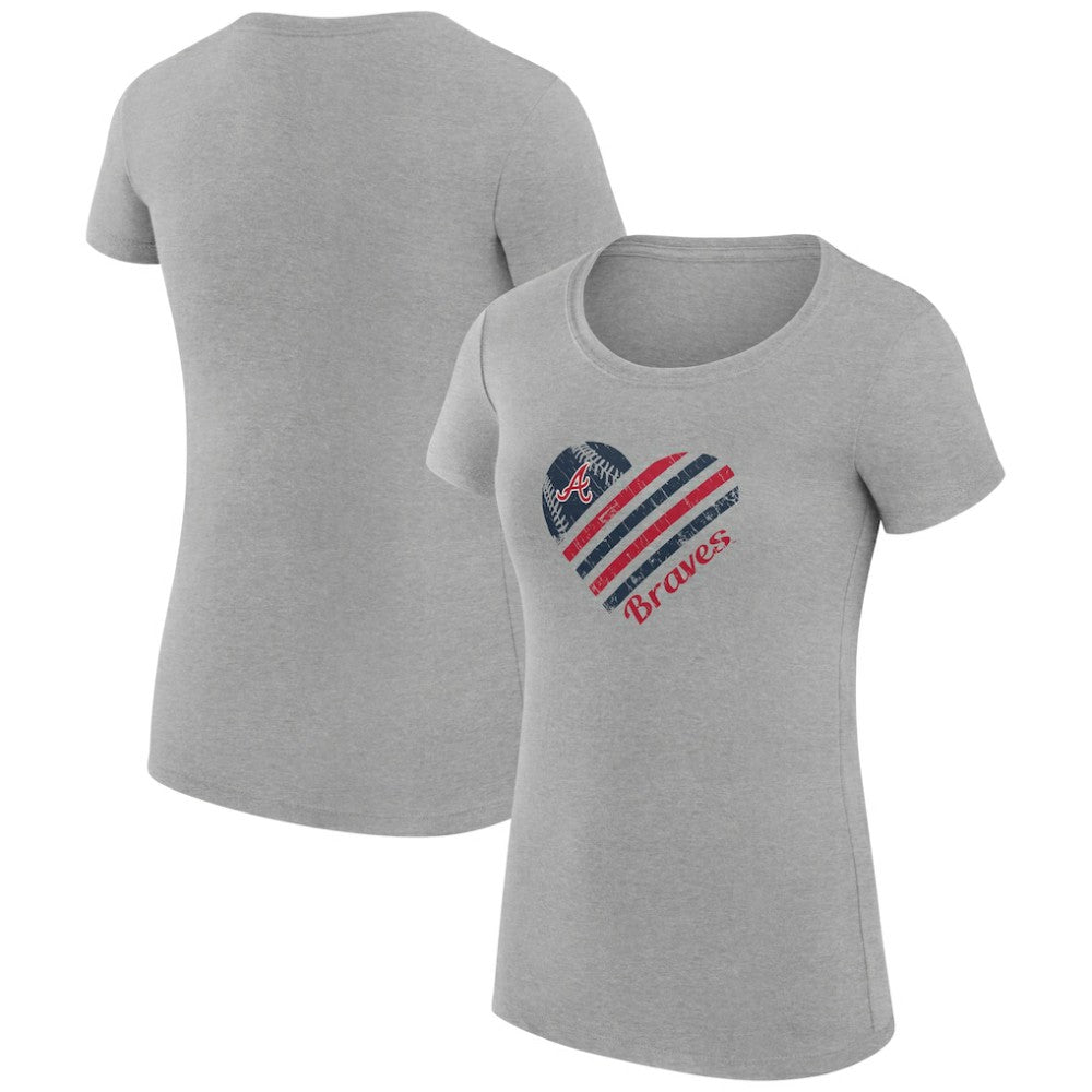 Atlanta Braves G-III 4Her by Carl Banks Women's Super-Slim Fit Lightweight Heart Graphic T-Shirt - Heather Gray T-shirts
