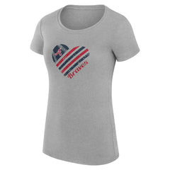 Atlanta Braves G-III 4Her by Carl Banks Women's Super-Slim Fit Lightweight Heart Graphic T-Shirt - Heather Gray T-shirts