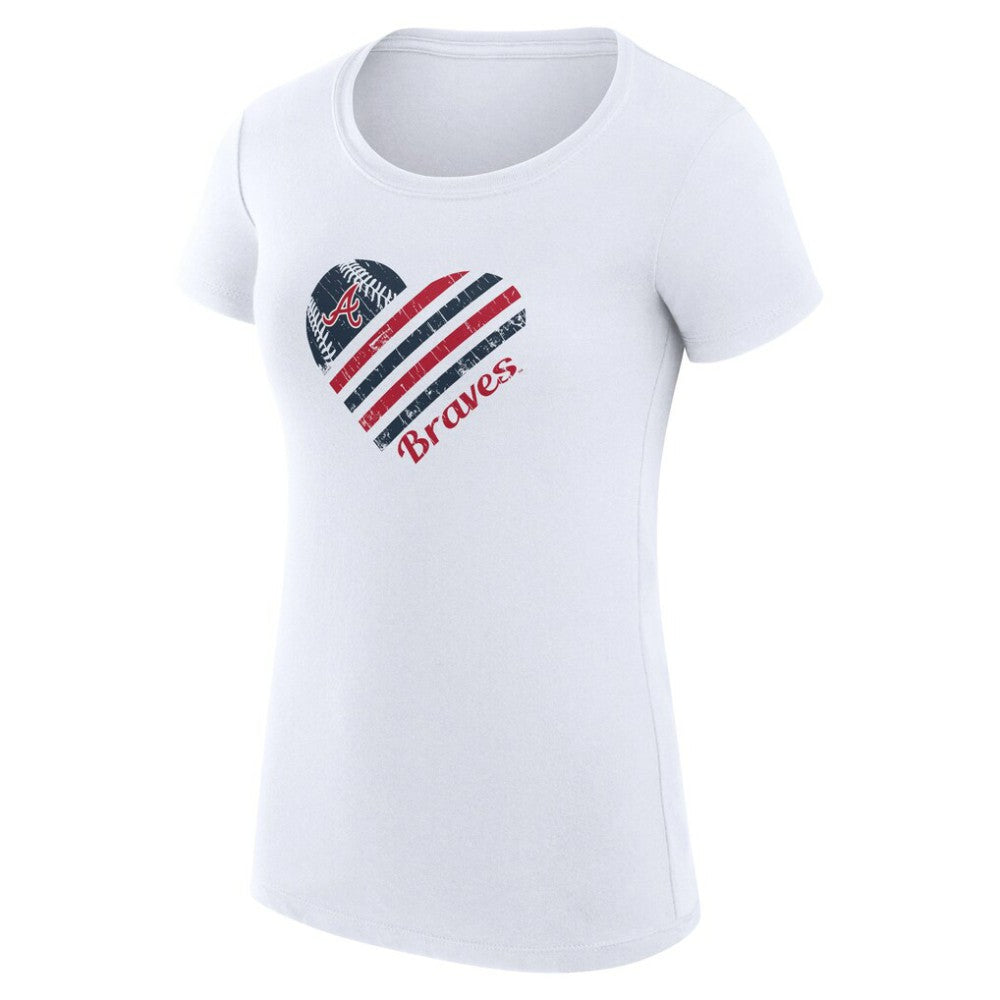Atlanta Braves G-III 4Her by Carl Banks Women's Super-Slim Fit Lightweight Heart Graphic T-Shirt - White T-shirts