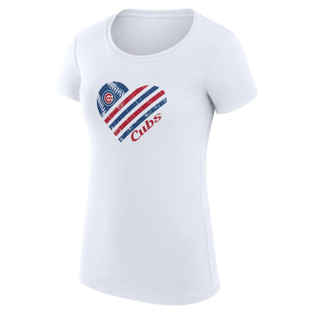 Chicago Cubs G-III 4Her by Carl Banks Women's Super-Slim Fit Lightweight Heart Graphic T-Shirt - White T-shirts