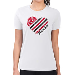 Cincinnati Reds G-III 4Her by Carl Banks Women's Super-Slim Fit Lightweight Heart Graphic T-Shirt - White T-shirts